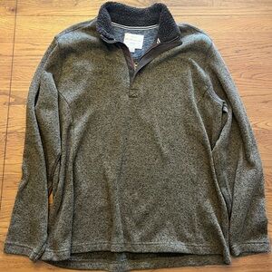 Weatherproof Brown and Black Zip Up Sweater with Stand-Up Collar